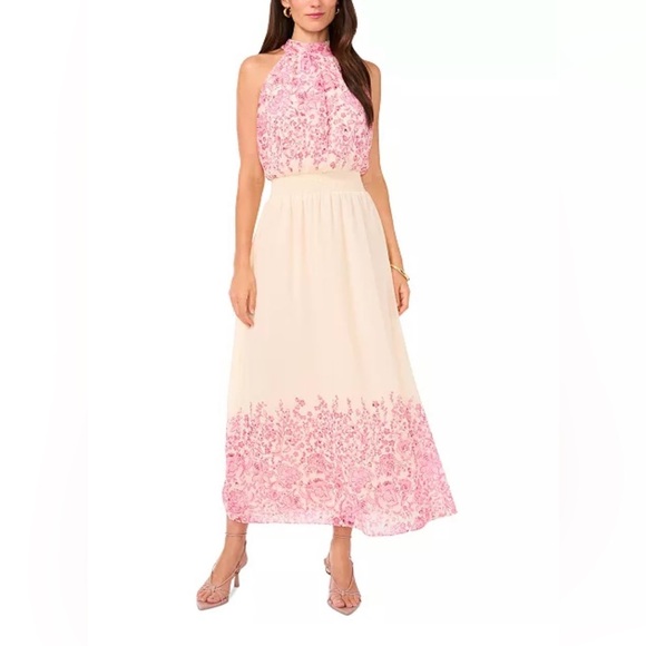 Vince Camuto Cream and Pink Floral summer Dress - Picture 1 of 8